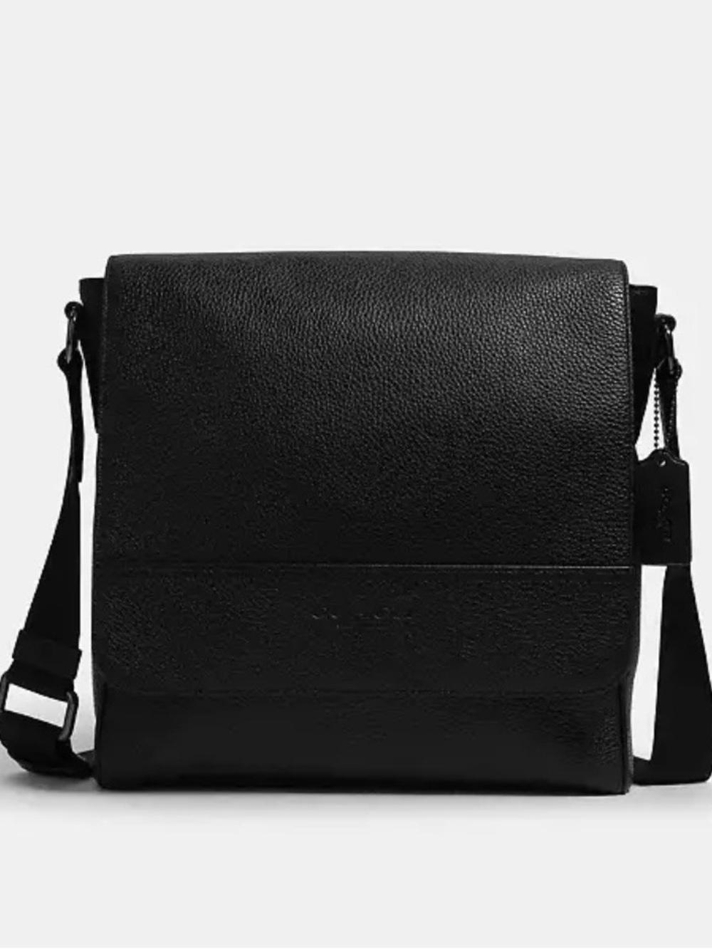 Coach Houston Map Black Leather Crossbody Messenger Bag NWT